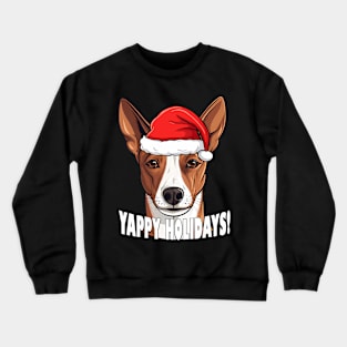 Basenji Christmas Gift Yappy Holidays Santa Dog Crewneck Sweatshirt